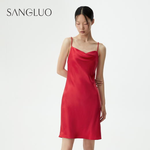 桑罗荡领吊带性感编织肩带礼服连衣裙睡裙 商品图4