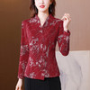 秋季新款，复古风套头衫v领修身提花衬衫百搭显瘦印花上衣KQL-435H5225 商品缩略图4