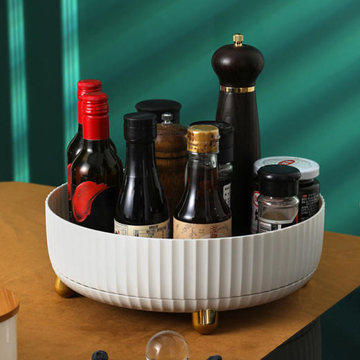 「四色可选！大小两号」创意家用厨房用品旋转式置物架 调料用品水果化妆品台面收纳整理旋转托盘 商品图2