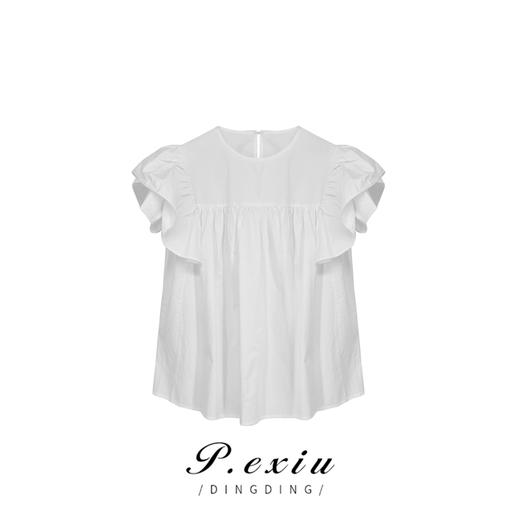 03-4潘依绣丁丁宠粉潘依绣荷叶边上衣休闲设计感宽松显瘦无袖衬衫 SH2387 商品图0