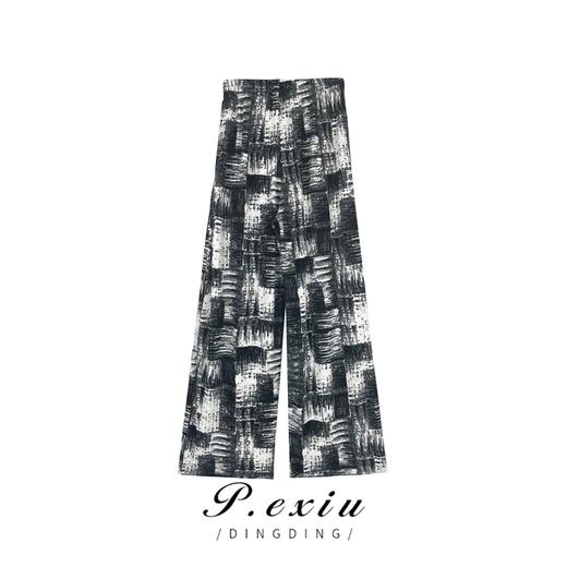 04-1潘依绣丁丁宠粉【水墨画报】复古阔腿裤宽松时尚直筒休闲裤 WH23015 商品图1