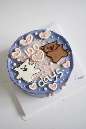 手绘奶油蛋糕 | 鲜果原味奶油 - 汪汪