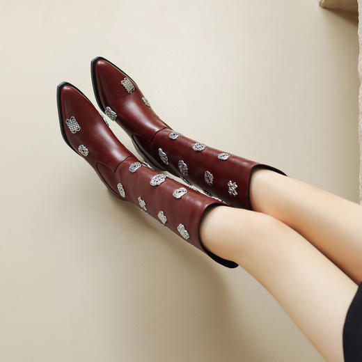 冬季新款，时尚复古风金属装饰长靴CZ-2329-3 商品图0