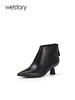westory秋冬季复古小跟尖头女单靴马丁靴显脚小及脚踝W23DS83211 商品缩略图2