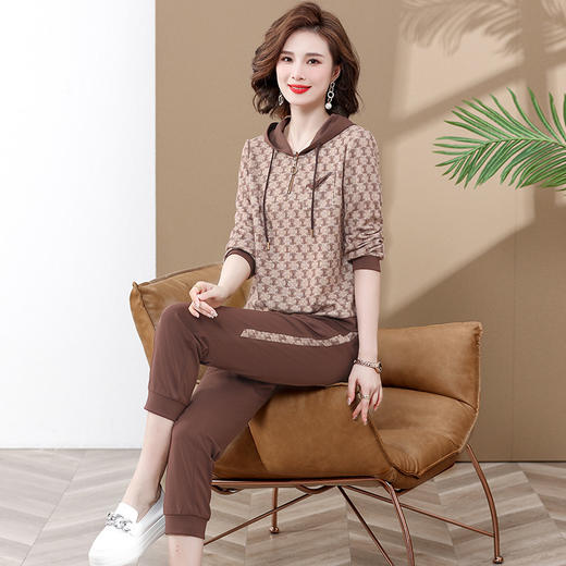 YCE T212-8742运动服套装纯色连帽卫衣休闲服两件套 商品图0