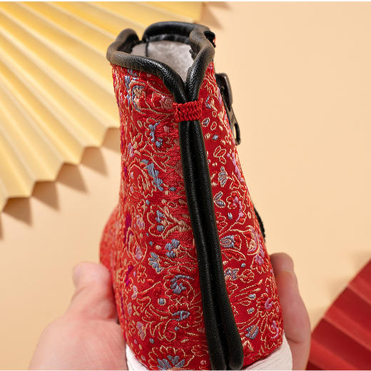 内联升手工棉鞋千层底织锦拉锁棉靴（鞋）5296C 商品图7