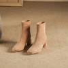 ZF A5331软皮秋靴粗跟中跟方头绒面弹力靴 商品缩略图0
