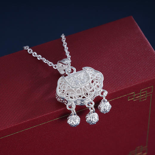 子佩集S990银【福至性灵】套链项链【MXTL007】花丝锁2309 商品图3