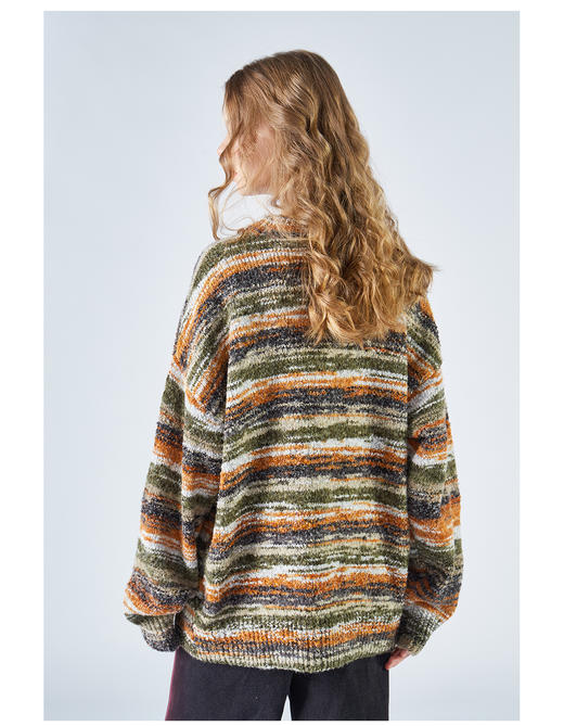 2303-GKRK 23年秋冬新品油画彩虹色渐变美式高街复古宽松圆领针织毛衣 商品图13