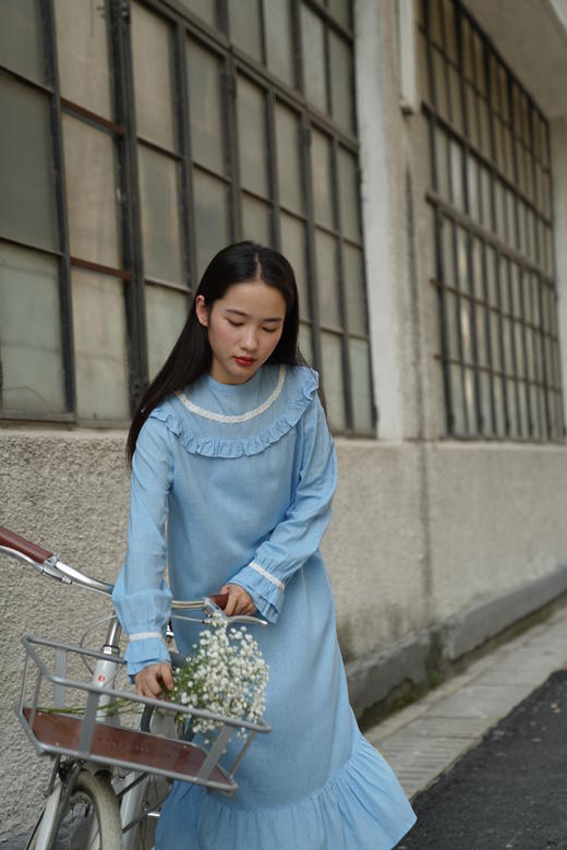 🎈超值回馈老粉【无退换】❤记忆无法贩卖，却能分享❤天空海盐蓝，荷叶边连衣裙。一点点复古，一点点国风。 商品图11