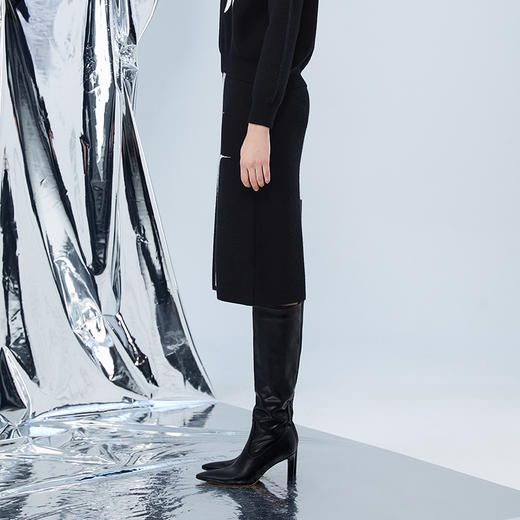 EITIE爱特爱冬季新款时尚包臀保暖过膝印花针织半身裙7601304 商品图3