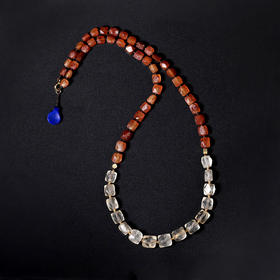 西亚高古磨面白水晶+红玛瑙项链