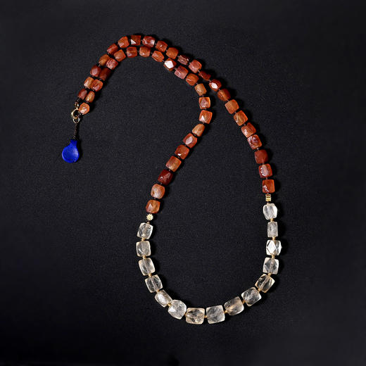 西亚高古磨面白水晶+红玛瑙项链 商品图0