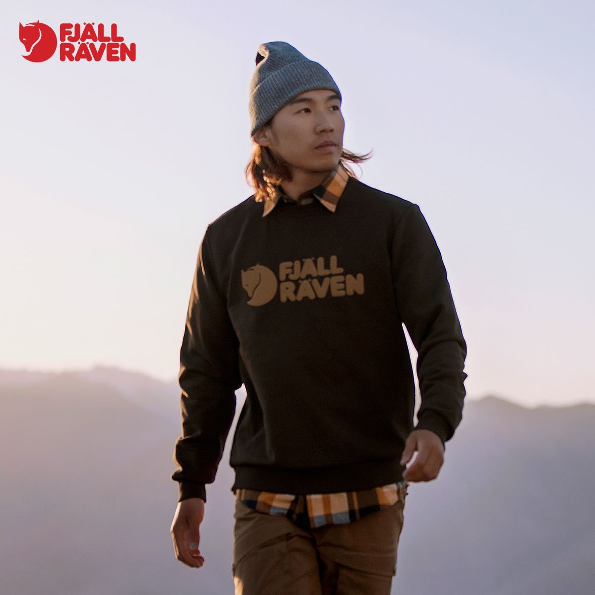 北极狐秋冬男士户外百搭经典日常圆领长袖印花卫衣04232173