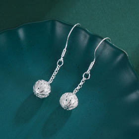 子佩集S990银吊球耳环【QBEH036】花丝球球2309