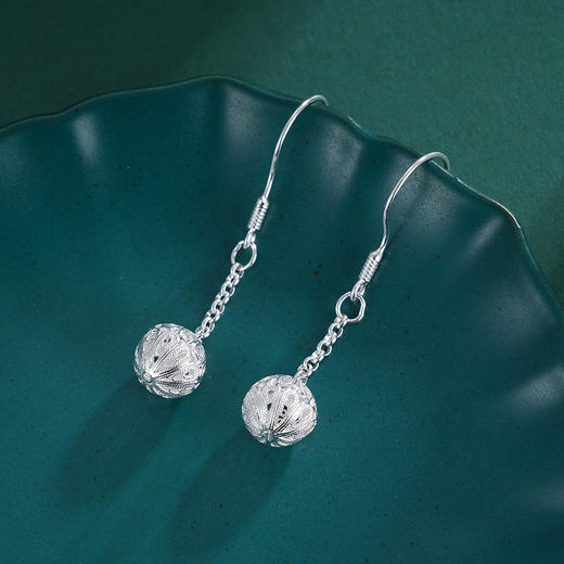 子佩集S990银吊球耳环【QBEH036】花丝球球2309 商品图3