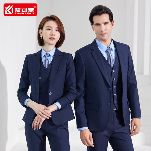 高档灰色西装套装售楼部企业工装4S店销售工作服职业装西服定制 商品图1