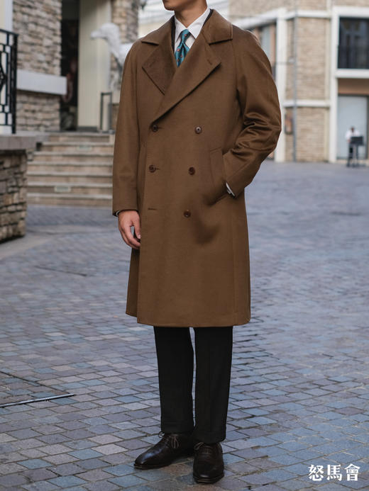 意大利羊绒羊毛驼色双排扣切斯菲尔德大衣 商品图2