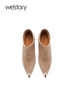 westory2023秋季新品女网红高跟半筒靴金属尖头细跟脚踝靴W23DS82771 商品缩略图4