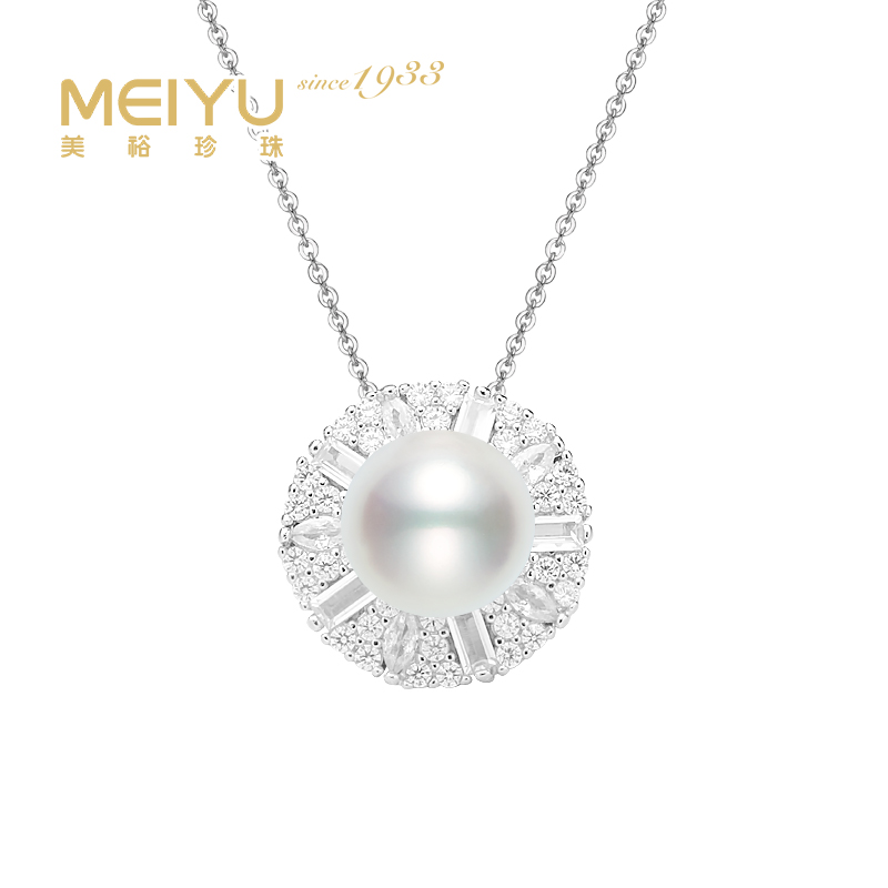 美裕 925银淡水珍珠链牌10-11mm白 107241