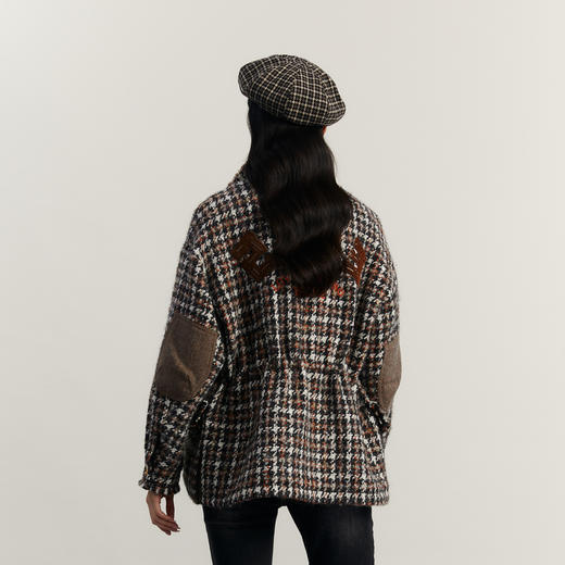 谜底粗花呢大衣女2023冬季新品复古绣花宽松中长款外套234MD1479 商品图2