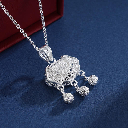 子佩集S990银【福至性灵】套链项链【MXTL007】花丝锁2309 商品图2