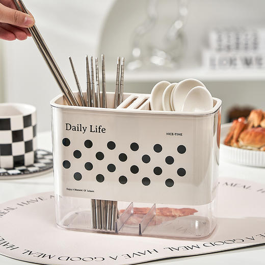 「ins风！三款配色」壁挂奶油风筷子收纳盒 厨房用品免打孔筷子篓置物架沥水筷笼 商品图2