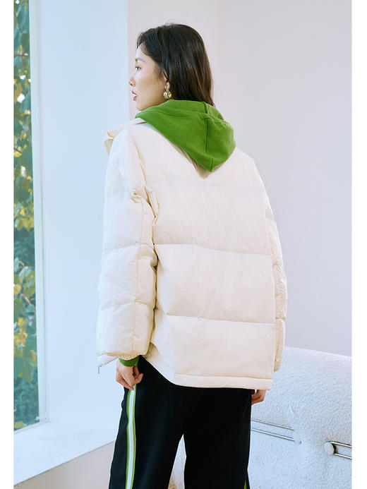 NEELLY纳俪85白鹅绒立领短款羽绒服2023冬季新款时尚休闲加厚外套N23124L03342 商品图3