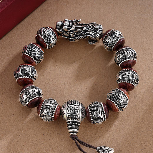 子佩集S990银【峰回路转】手串【KDFSC005】仿古真言手链2309 商品图6