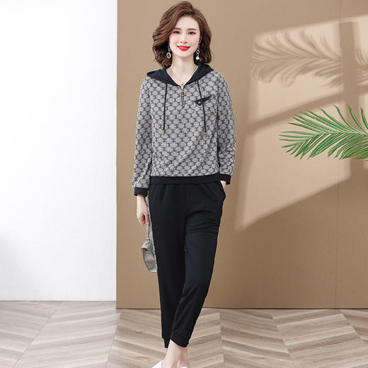 YCE T212-8742运动服套装纯色连帽卫衣休闲服两件套 商品图1