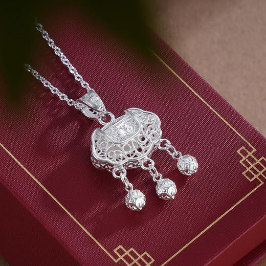 子佩集S990银【福至性灵】套链项链【MXTL007】花丝锁2309 商品图1