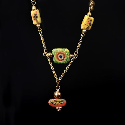古罗马马赛克琉璃人面珠项链 商品图1