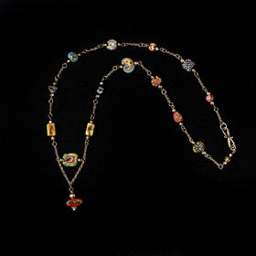 古罗马马赛克琉璃人面珠项链