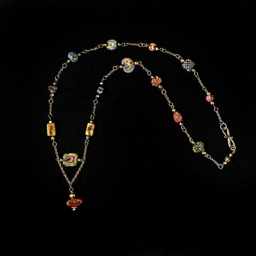 古罗马马赛克琉璃人面珠项链 商品图0