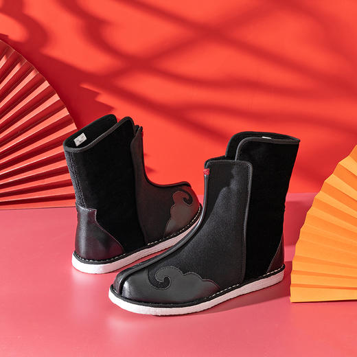 内联升男鞋手工单靴锦衣卫千层底大内联升云纹复古官靴 DN8520 商品图1