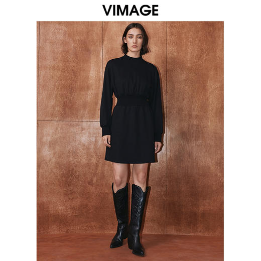 VIMAGE纬漫纪冬季新款气质收腰显瘦休闲连衣裙V2007623 商品图1