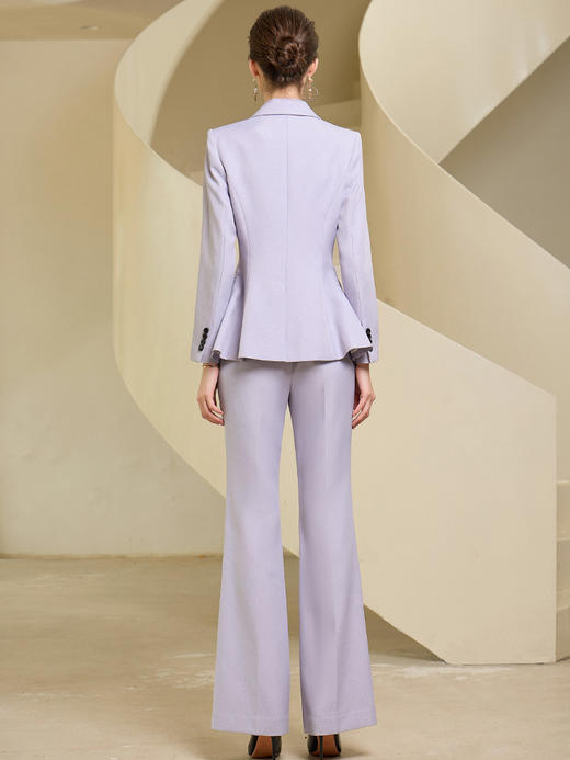 高端紫色西装微喇长裤套装主持人上镜收腰西装 商品图4