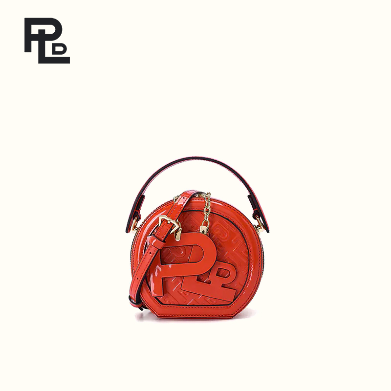 保兰德PLD东方雅奢经典系列45度老小圆包链条漆皮亮面斜挎包通勤中国包