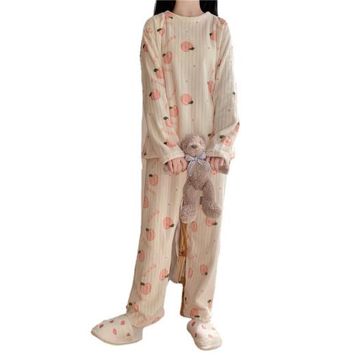 【甜美可爱！珊瑚绒暖暖家居服套装】秋冬款月牙加厚家居服可爱睡衣，时尚大码睡衣睡裤两件套！可爱舒适家居服 商品图4