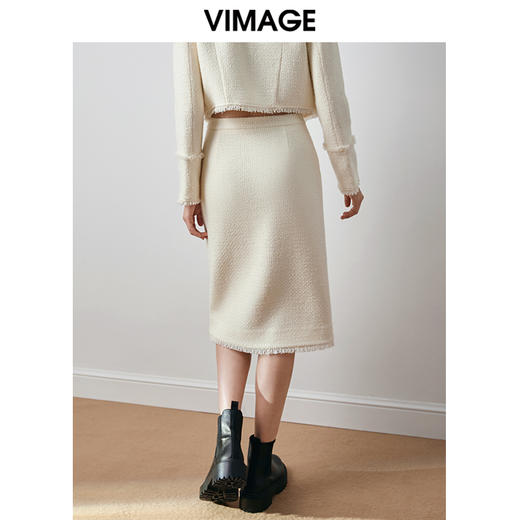 VIMAGE纬漫纪冬季新款气质高级感小香风高腰显瘦半身裙V2006620 商品图4