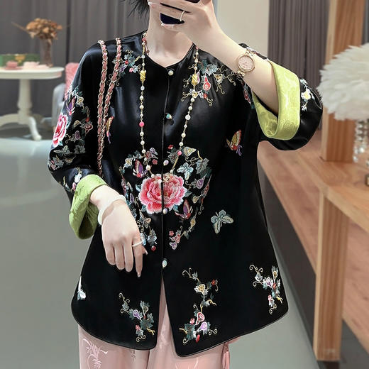 KDS-2303新中式醋酸外套女秋季新款正反两面穿中国风刺绣唐装 商品图3