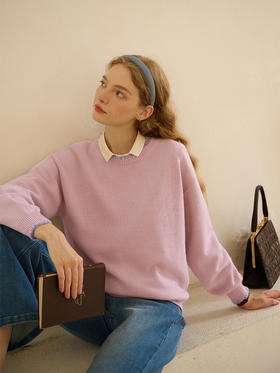 SimpleRetro童话小森林羊毛圆领针织衫女新款撞色打底上衣