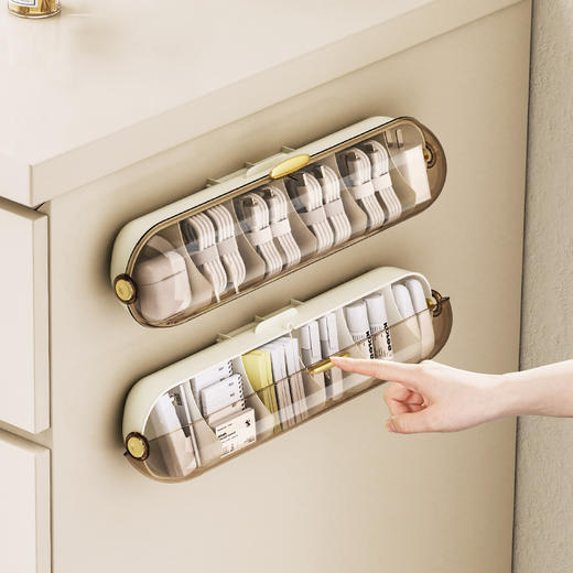 「两款配色！颜值派」磁吸手机充电器充电线整理盒居家日用桌面小物件文具收纳分格数据线收纳盒 商品图4