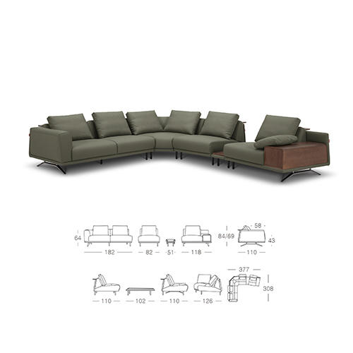 顾家家居整装 意式生活 皮艺沙发 KZ.1017卡萨 商品图3