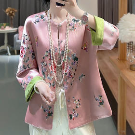 KDS-2303新中式醋酸外套女秋季新款正反两面穿中国风刺绣唐装