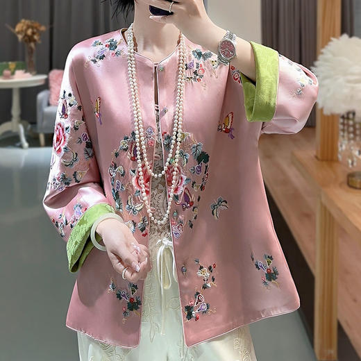 KDS-2303新中式醋酸外套女秋季新款正反两面穿中国风刺绣唐装 商品图0