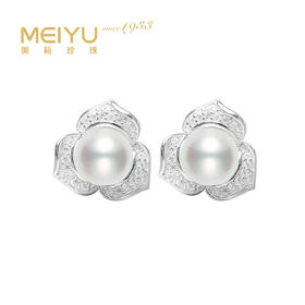 美裕 银925淡水珍珠耳钉7-8mm白 107232