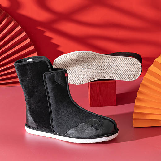 内联升男鞋手工单靴锦衣卫千层底大内联升云纹复古官靴 DN8520 商品图3