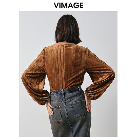 VIMAGE纬漫纪秋季新款设计感小众舒适显瘦小上衣女V2013620 商品图4
