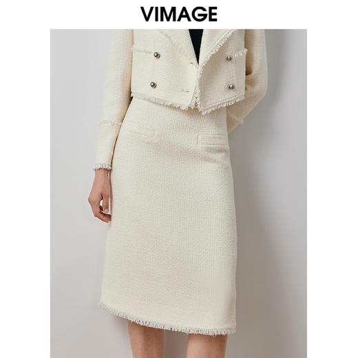 VIMAGE纬漫纪冬季新款气质高级感小香风高腰显瘦半身裙V2006620 商品图3